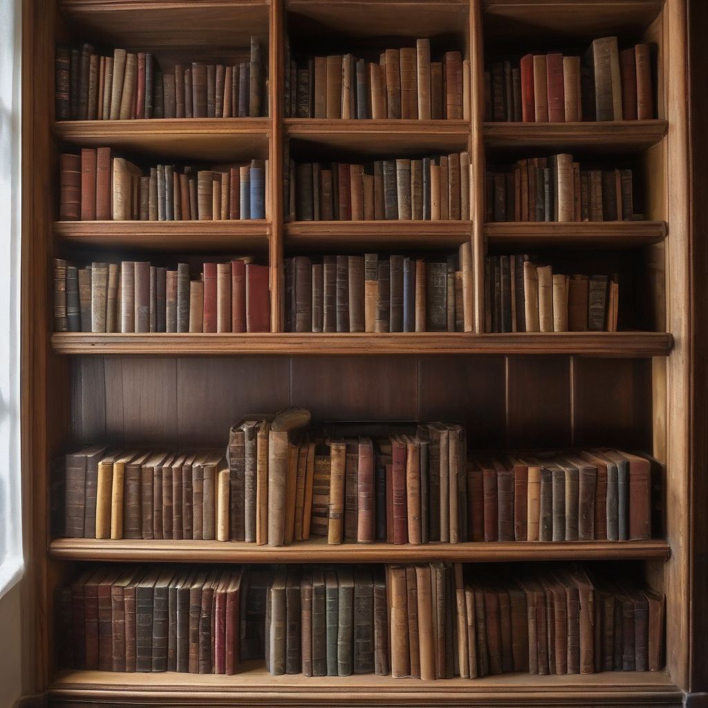 Modern and Classic Books on a Bookshelf