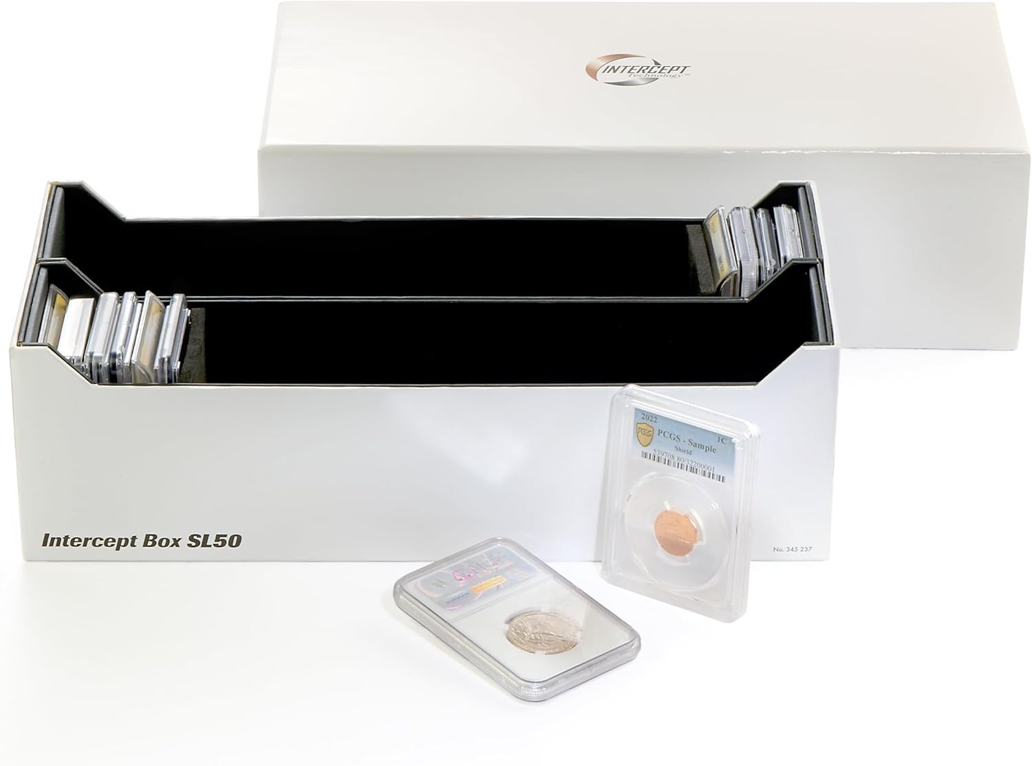 LIGHTHOUSE - Storage Box SL 50 for 50 Coin Slabs Including PCGS, NGC, ANACS with INTERCEPT Technology Corrosion Protection (12 5/8