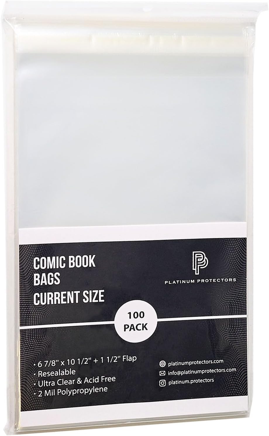 Comic Book Bags for Current/Modern (100-Count) Resealable Premium Sleeves