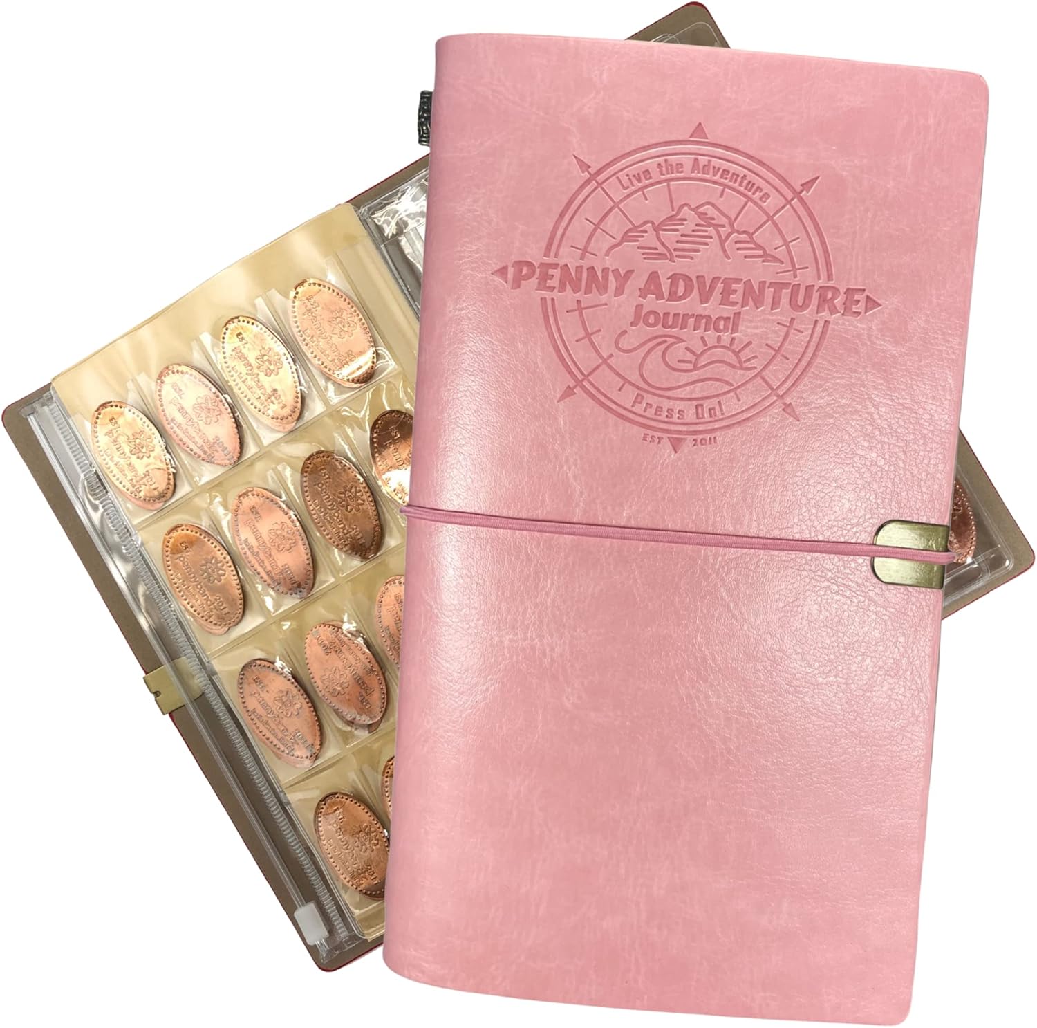 The Penny Journal Holds 146 Coins the Ultimate Souvenir Penny Collecting Book for your Coin Collection Holds 128 Pressed Pennies and 18 Pressed Quarters or Nickels (Pastel Pink)