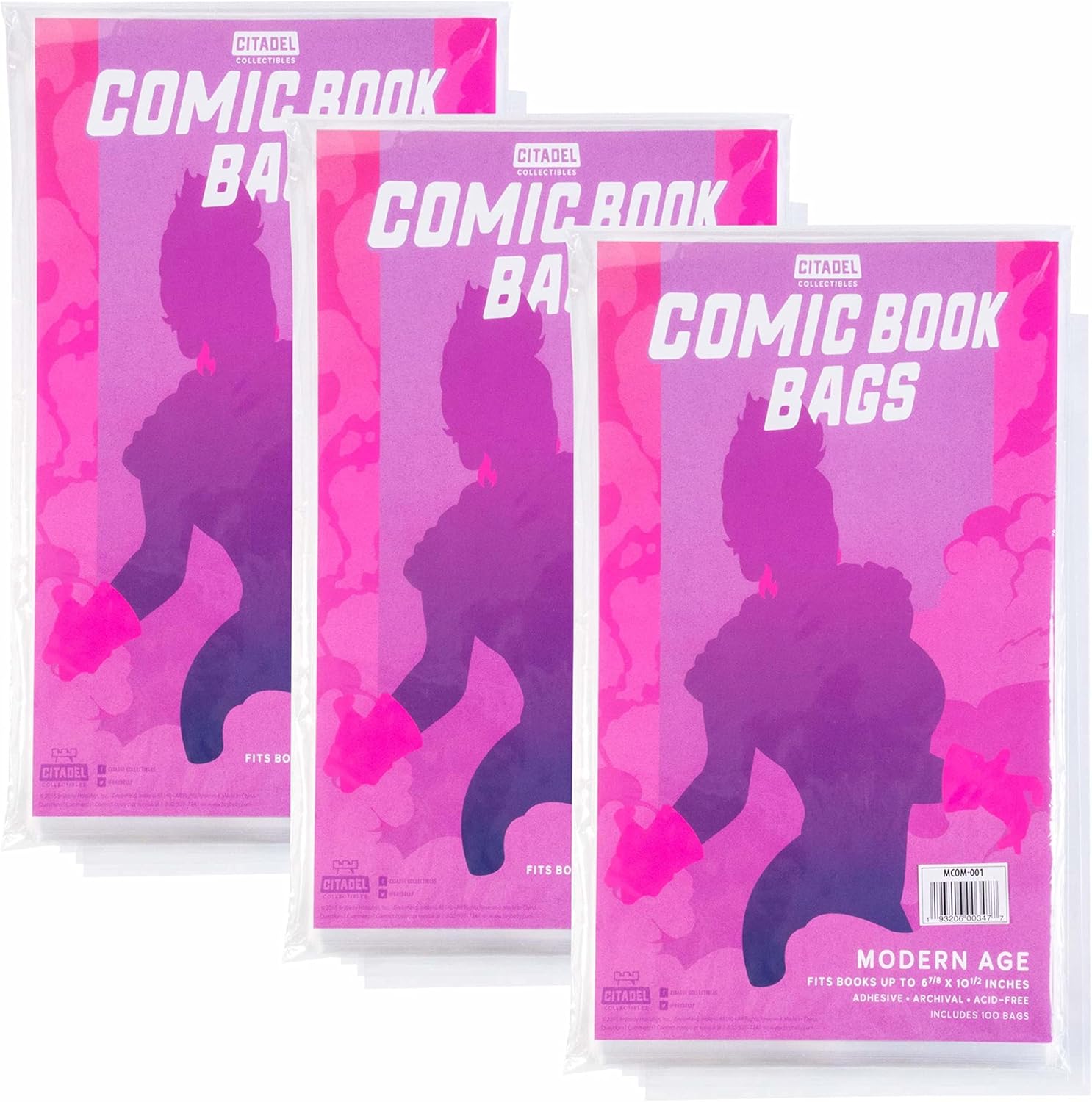 Modern Age Comic Book Bags Collector Bundle - 300-pack of Acid-Free Archival Protective Storage Sleeves for Cataloguing Vintage Comics - Fits Books Up to 6 7/8
