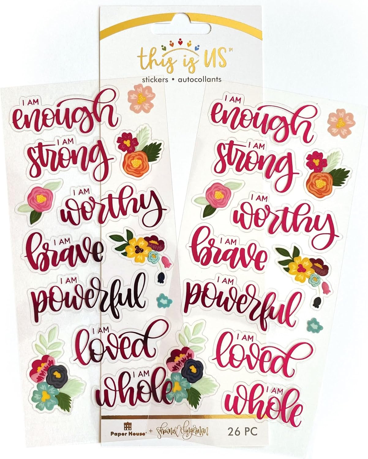 Paper House Productions This is Us Shawna Clingerman Shiny Foil Enamel Effect Sticker Sheet for Crafts, Scrapbooking & Collecting - Affirmations