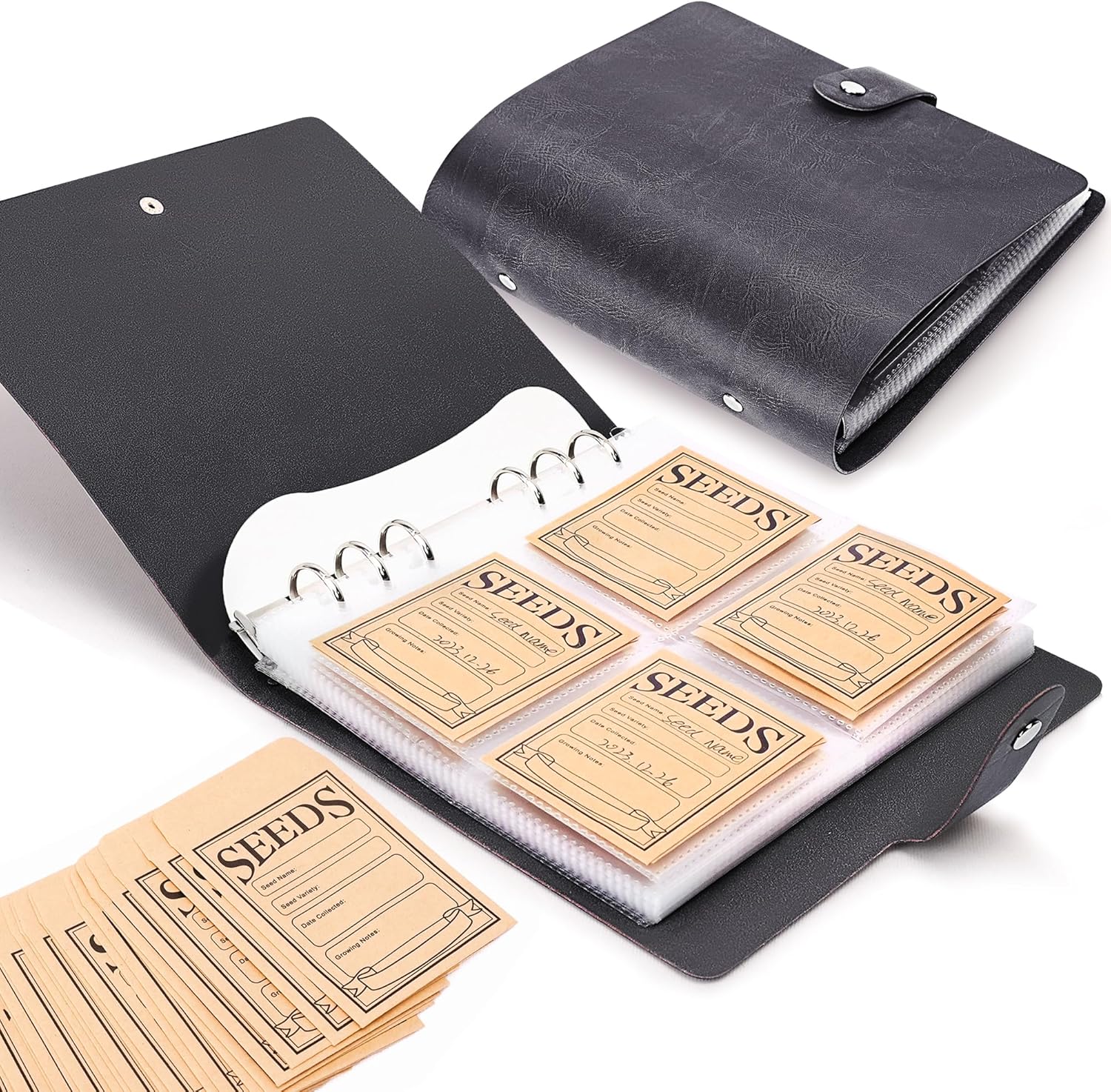 Seed Storage Organizer, Seeds Packet Binder with 100 Envelopes Garden Seed Packet Organizer Seed Collecting Template for Garden Vegetable, Flowers (Slot 2.8\'\' x 3.55\'\')